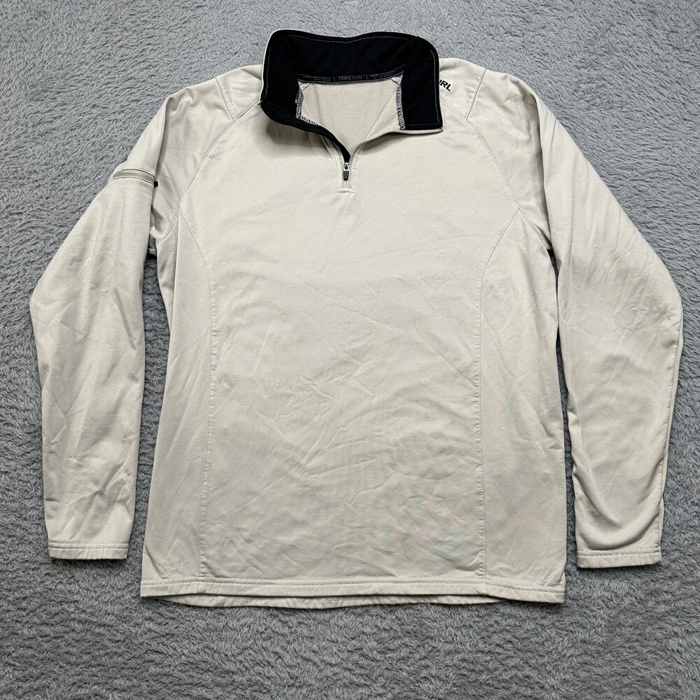 Unrl Elite Quarter-Zip Pullover Mens L (fits M) Tan Fleece Lined Raglan Sleeve